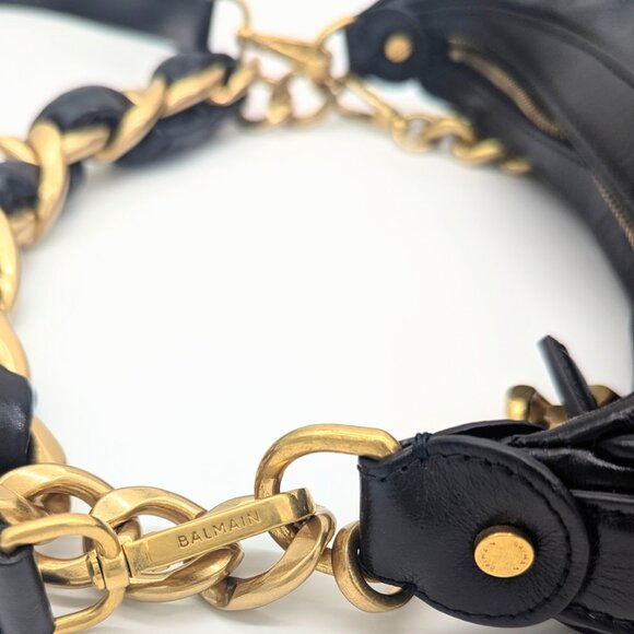 Balmain 1945 Crinkled leather Half Moon Hobo - Picture 10 of 13